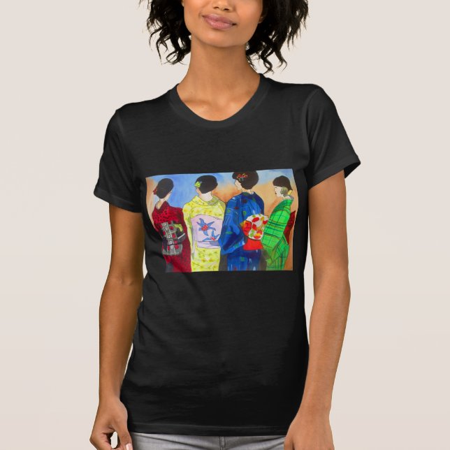 Camiseta Quimono de primavera arte japonesa Geisha (Frente)