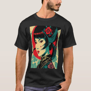 Camiseta Quimono Feminino Retro Japonês Samurai Gêisha Anti