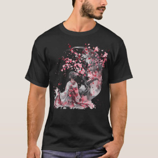Camiseta Quimono Japonês Geisha Sakura Flor de Cerejeira
