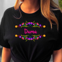 Camiseta Quinceanera Dama Mexicano Fiesta Black Birthday