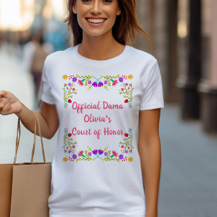 Camiseta Quinceanera Dama Mexicano Fiesta Floral Personaliz