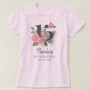 Camiseta Quinceanera Rustic Floral 15 Aniversário Combinaçã