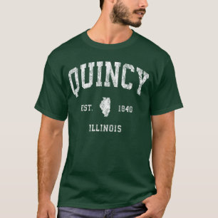 Camiseta Quincy Illinois IL Design de Esportes Atléticos Vi