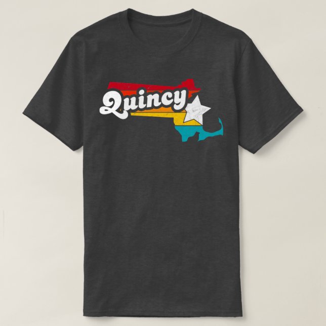 Camiseta Quincy Massachusetts Vintage angustiou Souvenir (Frente do Design)