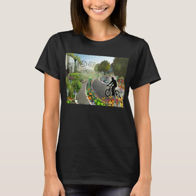 Camiseta Quinta Bicicleta Sagrada em 2048 w. Espiral (Frente)