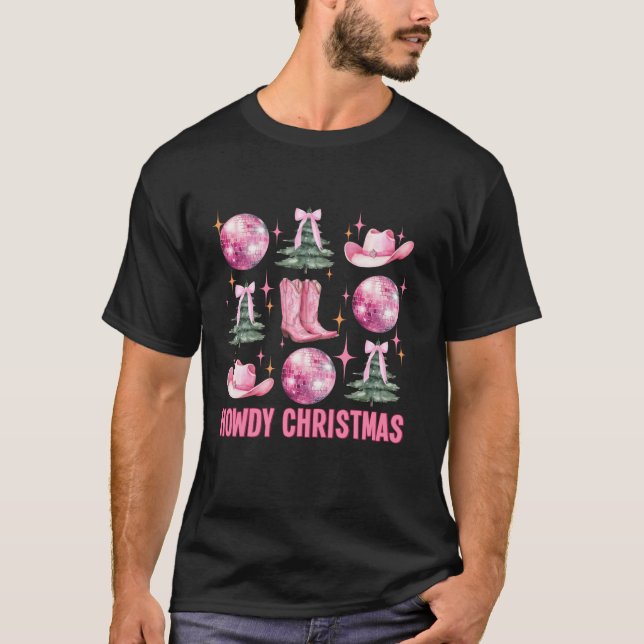 Camiseta Quintal cor-de-rosa Arco Xmas Tree Wester (Frente)