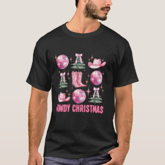 Camiseta Quintal cor-de-rosa Arco Xmas Tree Wester