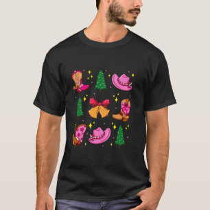 Camiseta Quintal cor-de-rosa Arco Xmas Tree Wester