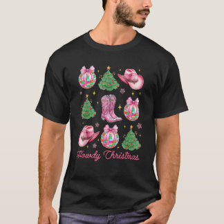 Camiseta Quintal cor-de-rosa Arco Xmas Tree Wester
