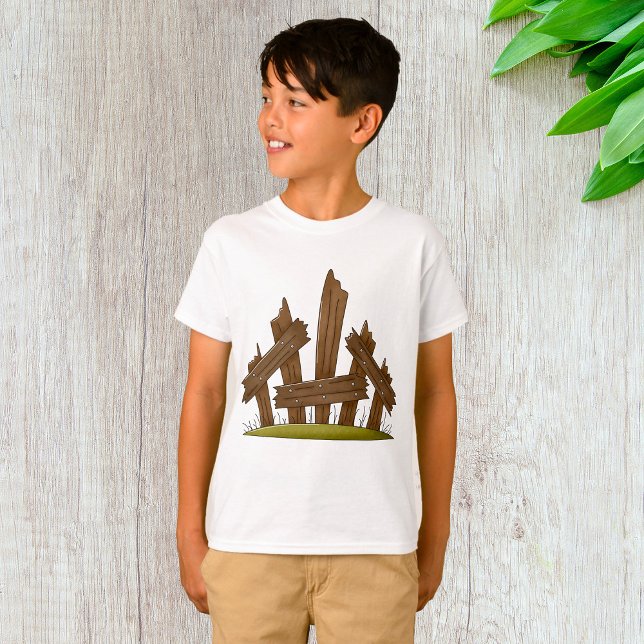 Camiseta Quintal Russo De Cerca De Madeira Quebrada (Criador carregado)