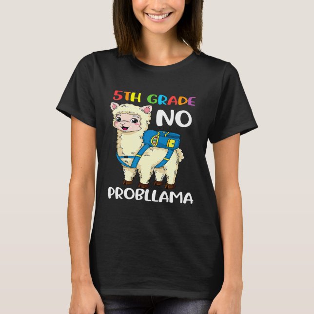 Camiseta Quinto Grau Sem Probllama Llama De Volta À Escola (Frente)