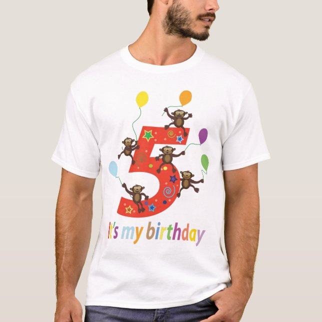 Camiseta Quinto presente de aniversário (cinco anos) (Frente)