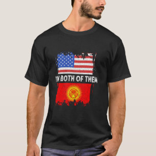 Camiseta Quirguistão América Sou Ambos EUA Orgulho Quirguiz