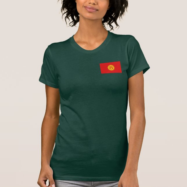 Camiseta Quirguistão embandeira e traça o t-shirt da DK (Frente)