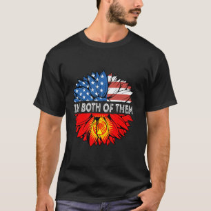 Camiseta Quirguistão Girassol Eu Ambos Eles EUA Raízes Quir