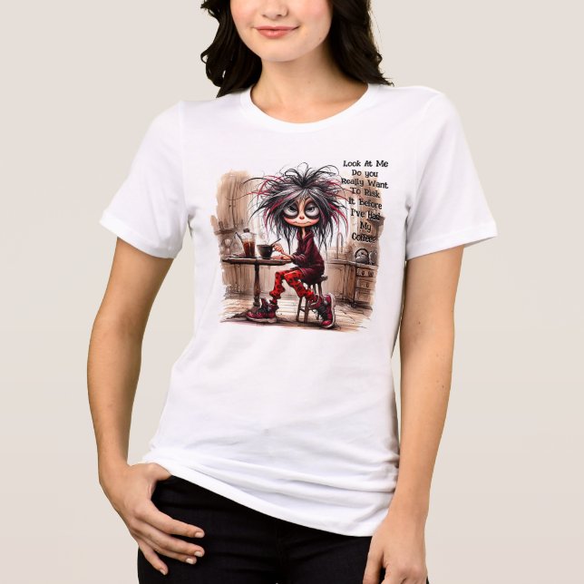 Camiseta Quirky Coffee Lady Risk It (Frente)