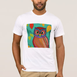 Camiseta Quirky Colorful Folk Art Abstrato Owl