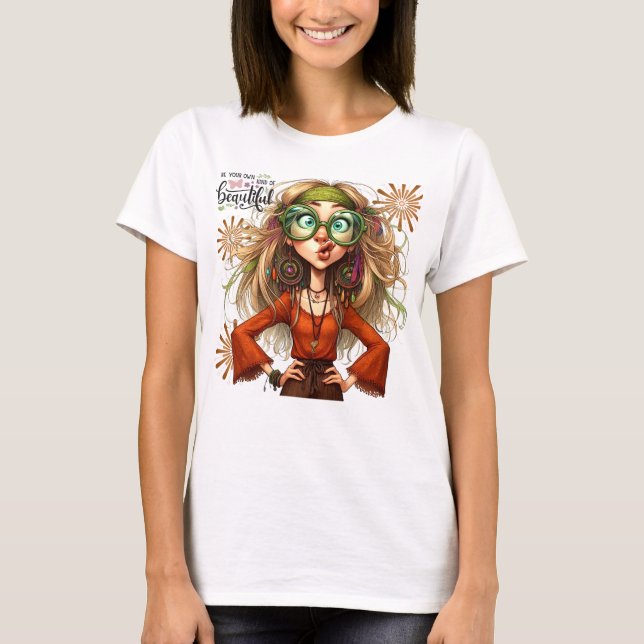 Camiseta Quirky Hippie Chic Linda Senhoras T-Shirt (Frente)