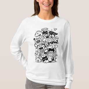 Camiseta Quirky Personagem de desenho animado Crowd