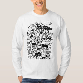 Camiseta Quirky Personagem de desenho animado Crowd