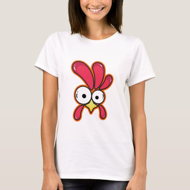 Camiseta Quirky Red Rooster Cartoon Art (Frente)
