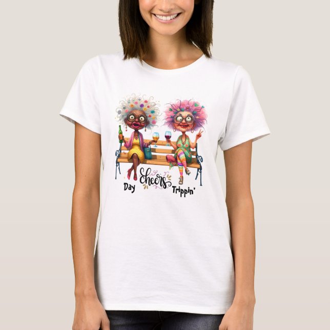 Camiseta Quirky Wine Ladies Cheers Ladies T-Shirt (Frente)