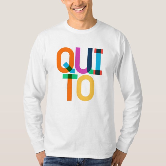 Camiseta Quito Equador Pop Art Letters (Frente)