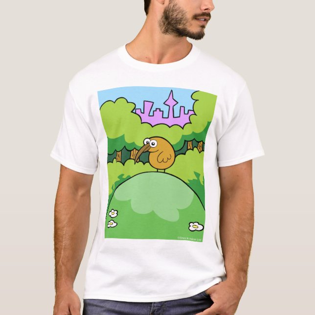 Camiseta Quivi em um monte. Roupa escura e leve (Frente)