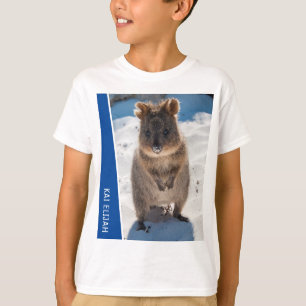 Camiseta Quokka Animal Cute na Praia Austrália Azul