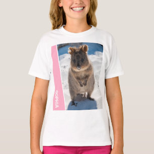 Camiseta Quokka Animal Cute na Praia Austrália Rosa