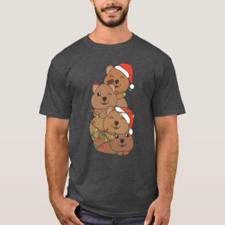 Camiseta Quokka Christmasree Animais de Natal Quokkas frie