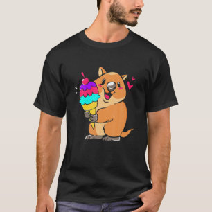 Camiseta Quokka Comendo Sorvete Cute Quokka Para Crianças