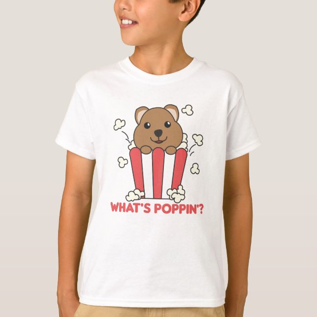 Camiseta Quokka Popcorn Whats Poppin Funny (Frente)