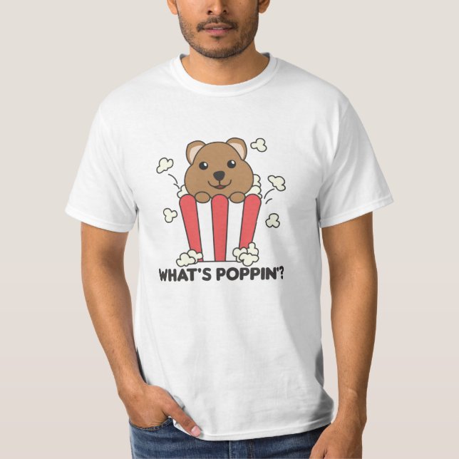 Camiseta Quokka Popcorn Whats Poppin Funny (Frente)