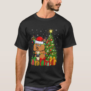 Camiseta Quokka Xmas Tree Lighting Santa Hat Quokka Natal