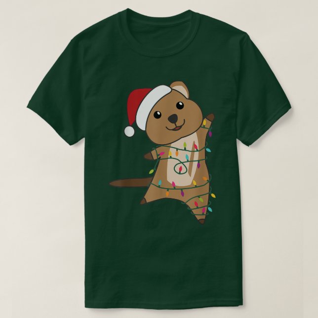 Camiseta Quoky Natal Animais Fadas Luzes de Fada Wi (Frente do Design)
