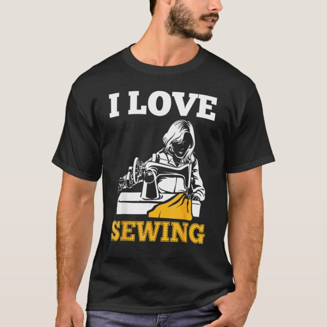 Camiseta Quote Sewing Tecido Sewerpeople que eu amo (Frente)