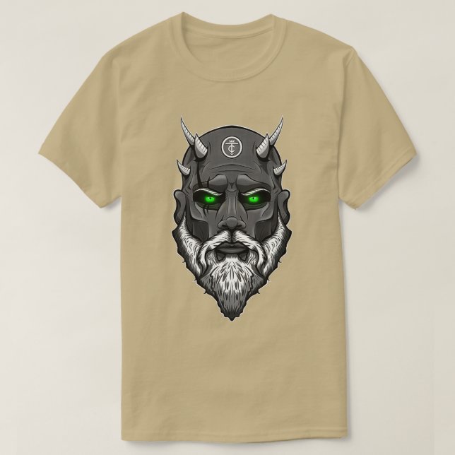 Camiseta quotSIXX HORNquot O Viking do Demônio (Frente do Design)