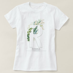 Camiseta R Monograma Verde Dourado Deixa Elegante