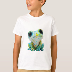 Camiseta Rã-Árvore Tinta Espalhada Azul e Amarelo Crianças