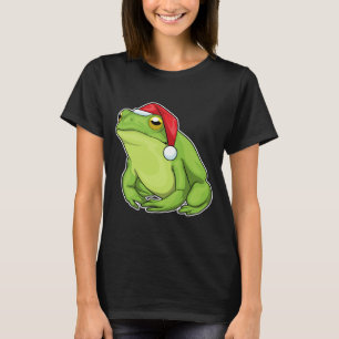 Camiseta Rã de Natal com chapéu de Papai Noel