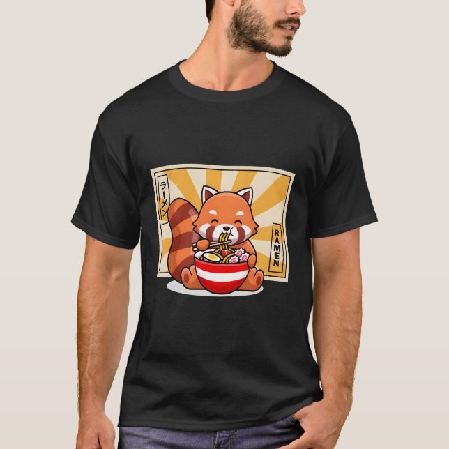 Camiseta Ra Red Panda Kawaii Anime Comida Japonesa N (Frente)