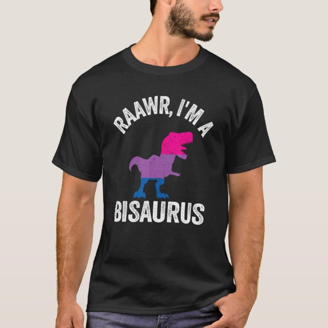 Camiseta Raawr I é um Bisaurus Dinossaur Rex Bisexual Flag  (Frente)