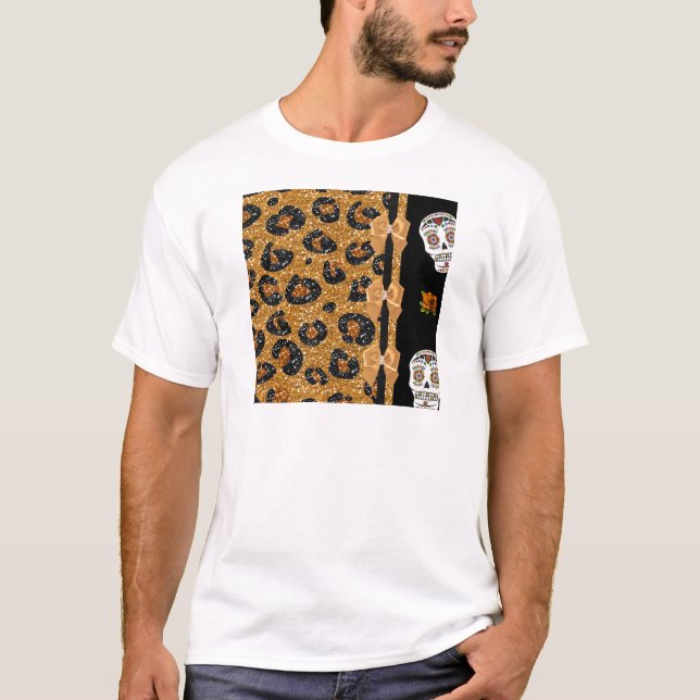 Camiseta RAB Peles de Açúcar Impresso do Leopardo Dourado R (Frente)