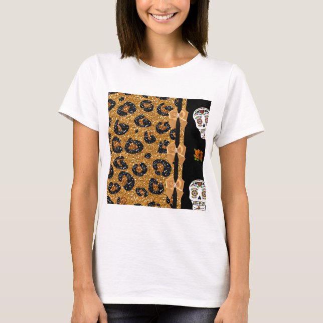 Camiseta RAB Peles de Açúcar Impresso do Leopardo Dourado R (Frente)