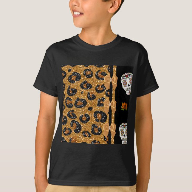 Camiseta RAB Peles de Açúcar Impresso do Leopardo Dourado R (Frente)