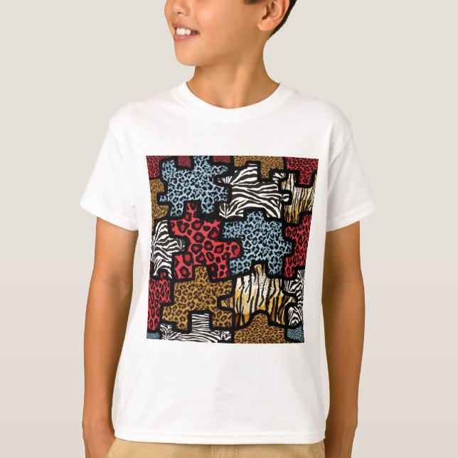 Camiseta RAB Rockabilly Animal Print Quebra-cabeça (Frente)