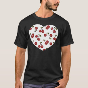 Camiseta RAB Rockabilly Cerejas Muito Vermelhas Em Branco