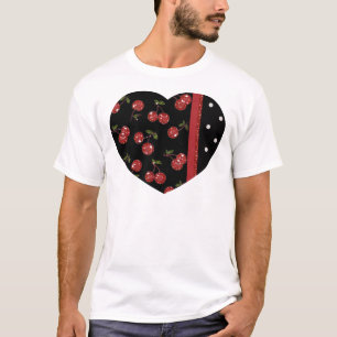 Camiseta RAB Rockabilly Cerejas Muito Vermelhas Pretas