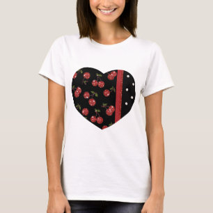 Camiseta RAB Rockabilly Cerejas Muito Vermelhas Pretas